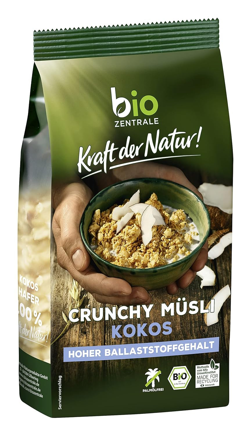 Křupavé müsli s lesním ovocem Biozentrale | 375 g bio müsli | Ideální na snídani a šálek müsli s sebou | Alternativa k müsli tyčinkám