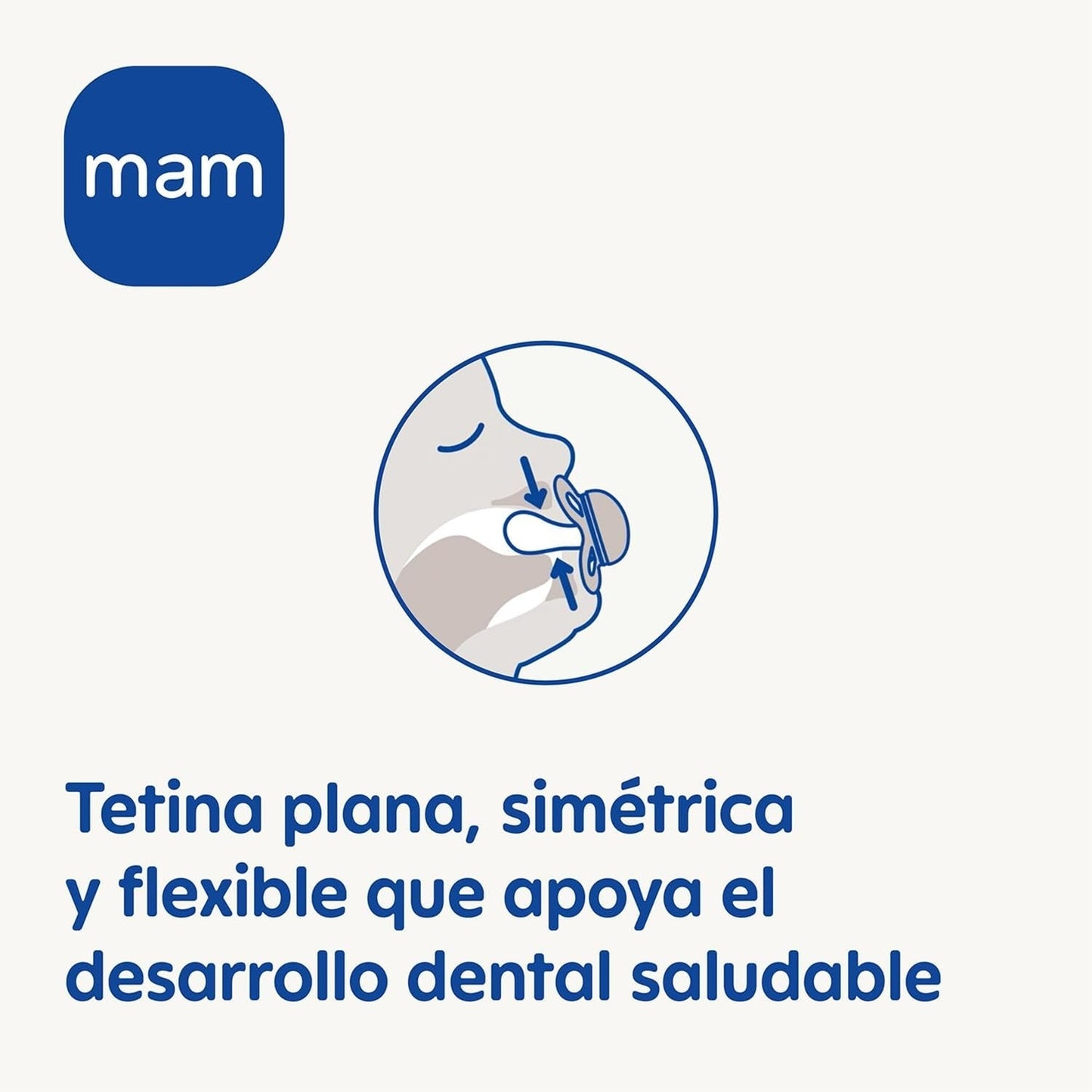 Dudlík MAM od 6 měsíců se symetrickým savičkou, plochý a pružný, měkký silikon, snadné použití, se samosterilizační krabičkou, Original, Světle modrý, 2 kusy