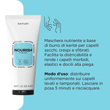 Kemon - Nourish Mask, výživná maska pro lámavé, suché a kudrnaté vlasy, na bázi bambuckého másla, podporuje rozčesávání, pro jemné vlasy, 200 ml Naty Shop Hair Mask