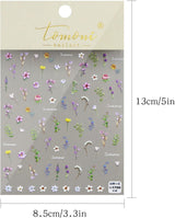 JMEOWIO 3D Nálepka na nehty Blume Frühling Summer Floral Nail Art Nálepka Selbtklebend Nagelaufkleber 5D Stereoskopická dekorace Nageldesign Zubehör 1 Blatt
