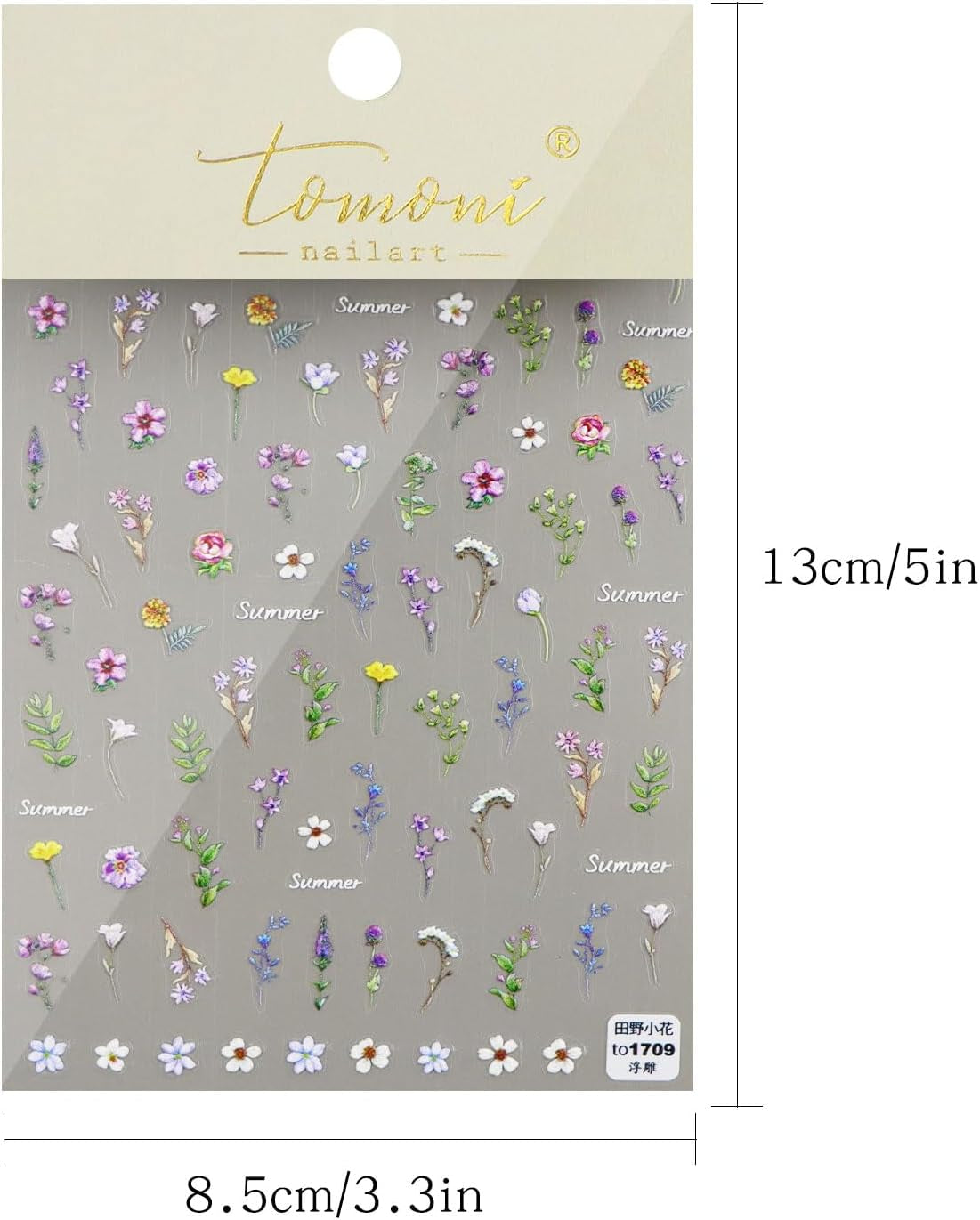 JMEOWIO 3D Nálepka na nehty Blume Frühling Summer Floral Nail Art Nálepka Selbtklebend Nagelaufkleber 5D Stereoskopická dekorace Nageldesign Zubehör 1 Blatt
