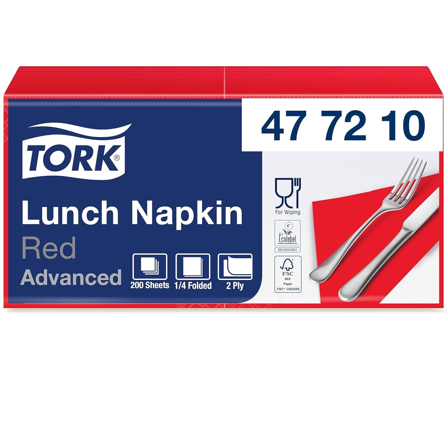 Tork 477840 Limetkové ubrousky na oběd / 2vrstvé ubrousky pro malá jídla nebo svačiny / Pokročilá kvalita / 10 x 200 (2000) papírové ubrousky / 32,6 x 33 cm (d x š) / 1/4 skládání