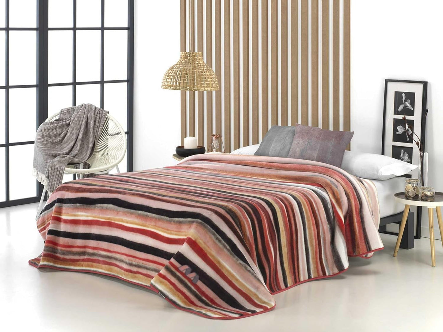 Potištěná deka, velký objem, 100% polyester, 450 G/M², měkká, na podzim/zimu, design Harmony N10, 170 X 240 Cm, na postele 90/105 cm, šedá Naty Shop Přikrývky a přikrývky Růžová 260X240Cm/180Cm Postel - 180Cm