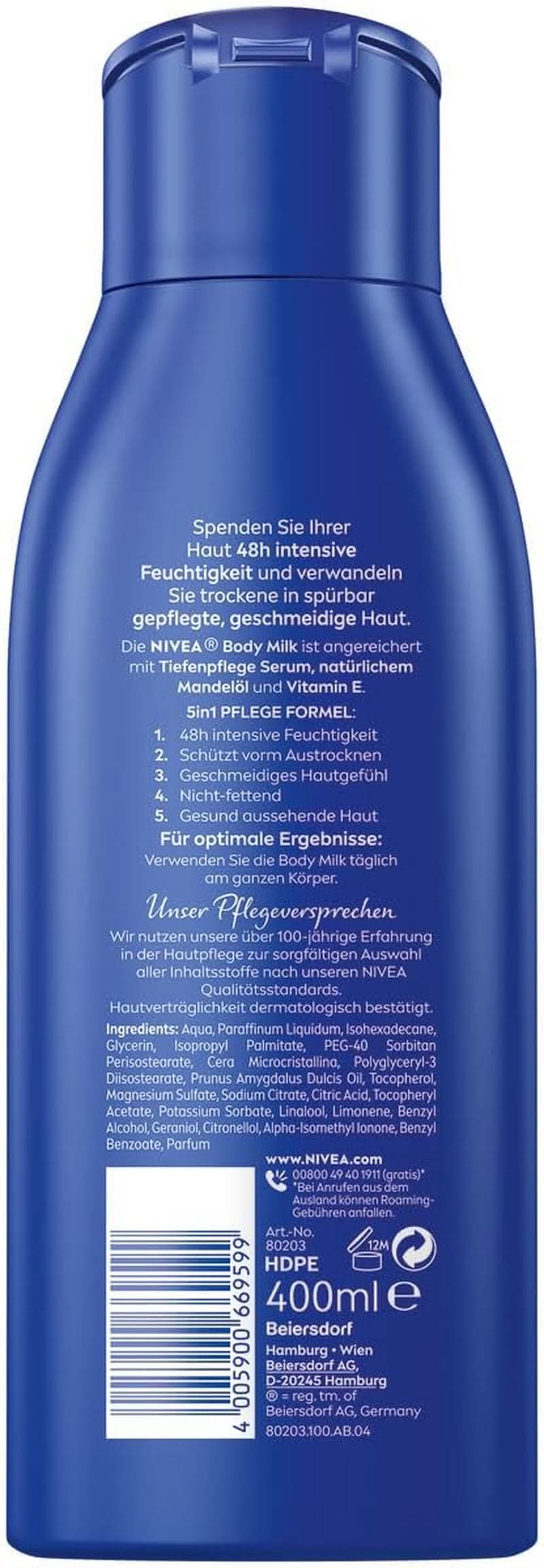 NIVEA Rich Body Milk, intenzivní vyživující tělový krém s mandlovým olejem, 400 ml Sprcha a koupel Naty Shop