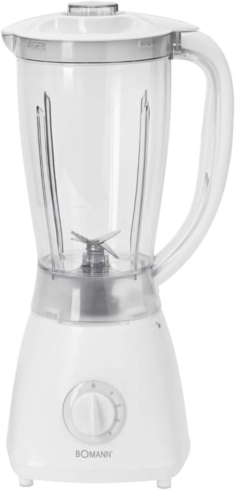 Bomann 378 CB Universalmixer Zum Pürieren, Schlagen, Zerkleinern, Shaken Und Mixen, Ice Crush-Funktion, Kraftvoller 500 Watt-Motor, Abnehmbarer Mixbehälter Mit 1,5 l, Edelstahlmesser, Weiß, UM 378 CB Kitchen Naty Shop