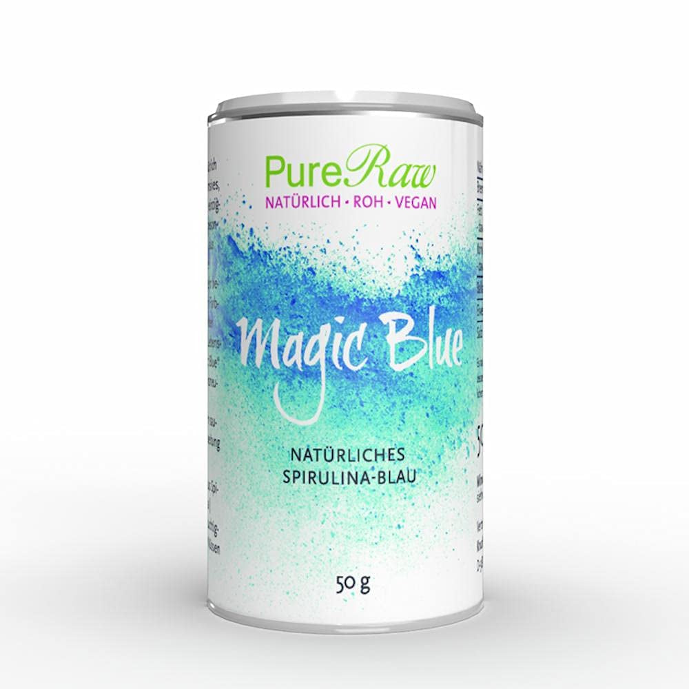 Magic Blue Spirulina Natural Food Color Powder Blue (Raw Vegan) Tmavě modrá až světle pastelově modrá - Phycocyanin Algae Powder Food Color - Natural Food Color | Pureraw 5G