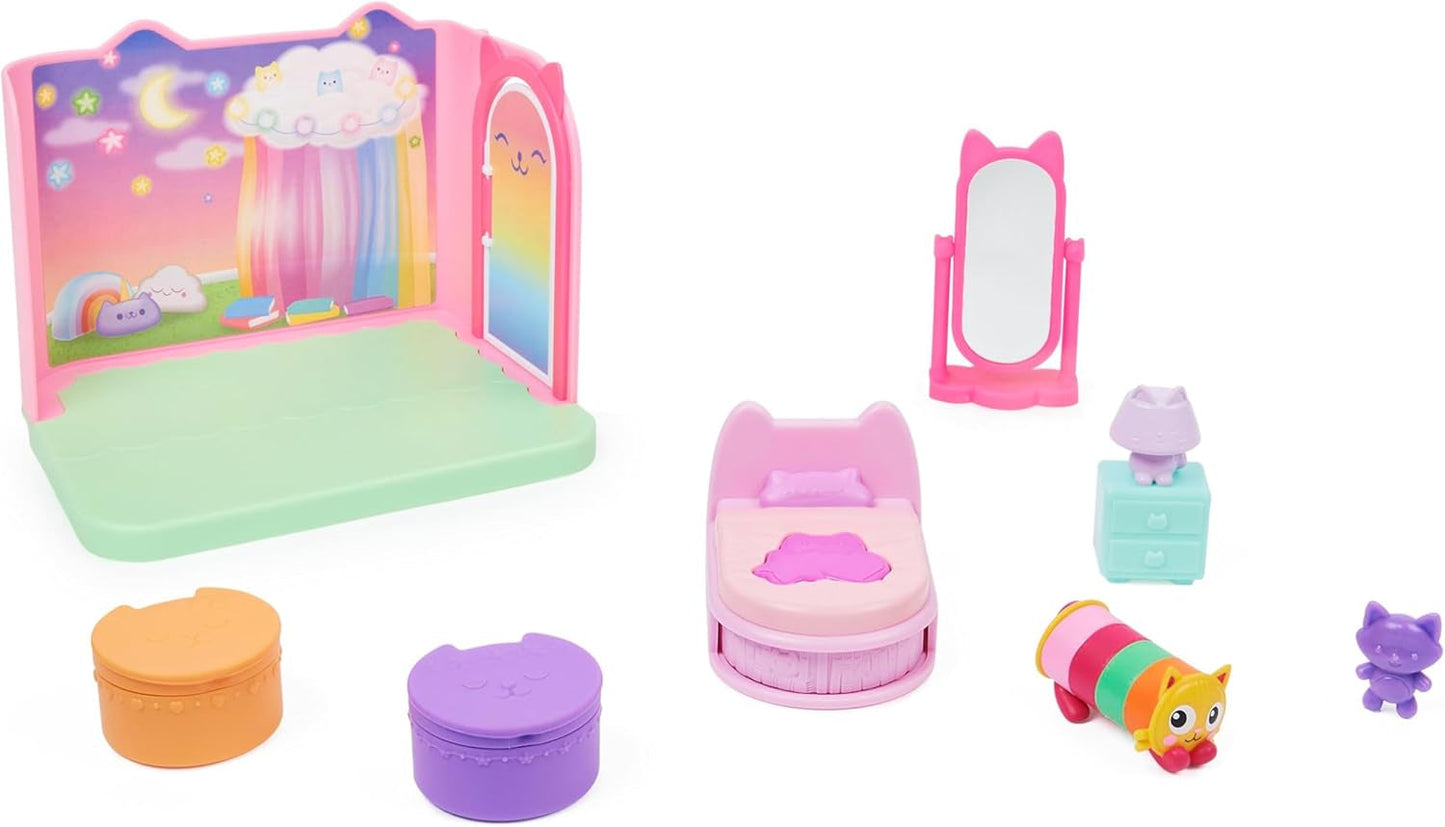 Pokoj pro panenky Gabby's Deluxe, pokoj pro kočky, nábytek a 2 krabice s překvapením s tematickými doplňky, vhodné pro děti od 3 let