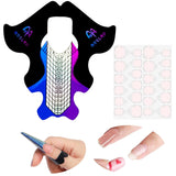 ® 100 šablon na nehty a 1 list 24 průhledných lepicích disků na nehty, šablony na prodloužení nehtů, samolepicí šablony na prodloužení nehtů gelem, příslušenství na umělé nehty