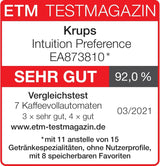 Plně automatický kávovar Krups Intuition Preference s ovládáním podobným smartphonu, 3,5" barevný dotykový displej, technologie Smart Slide, intuitivní systém osvětlení, 11 nápojů, nádoba na mléko, EA873810
