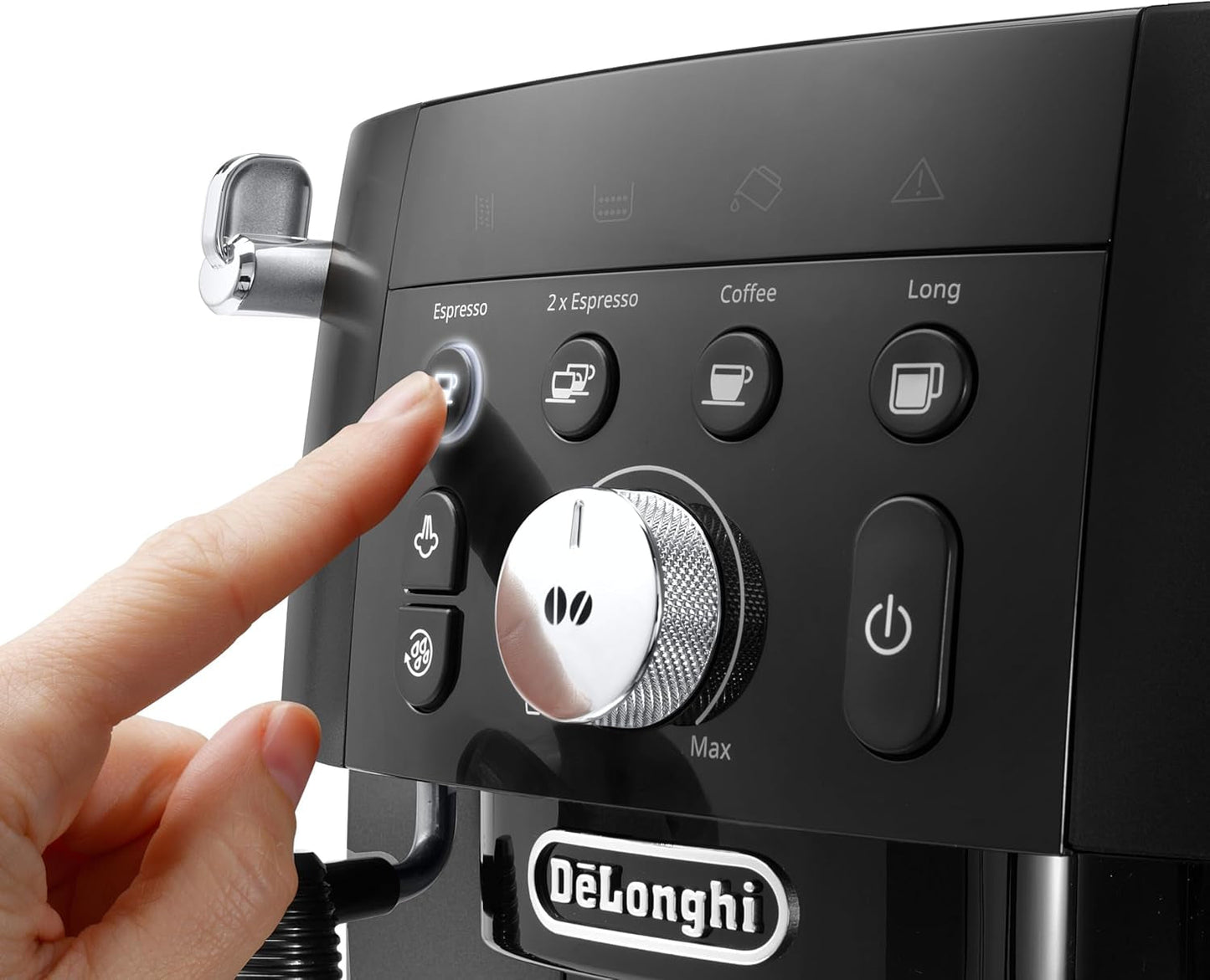 De'Longhi Magnifica S Smart ECAM 230.13.B Plně automatický kávovar na espresso s napěňovačem mléka pro cappuccino, espresso, kávu a dlouhou kávu, tlačítka přímé volby a otočný ovladač, funkce 2 šálků, černá