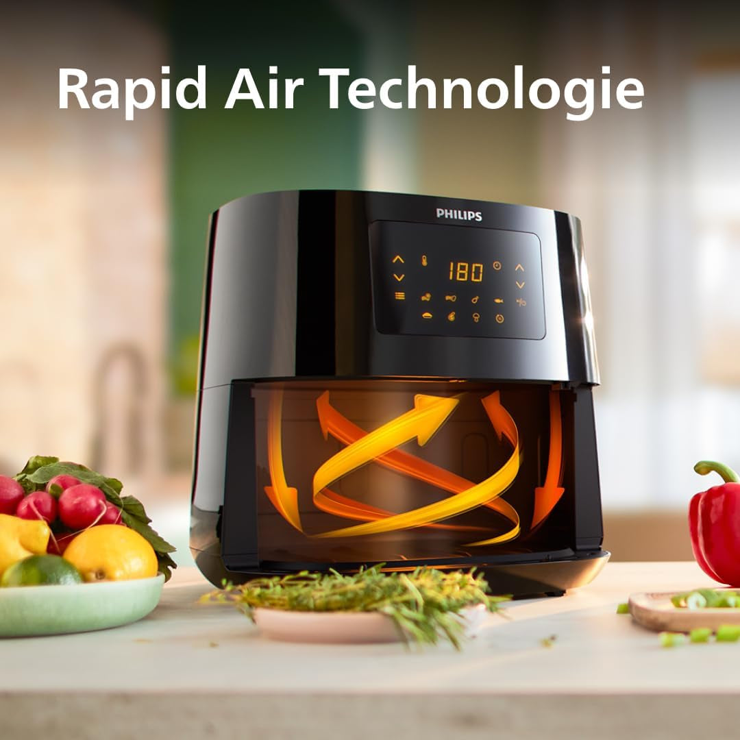 Philips 3000Er Airfryer XL – technologie Rapid Air, smažení až o 90 % méně tuku, kapacita 1,2 kg, 6,2 litrů, dotykový displej Spotřebiče Naty Shop