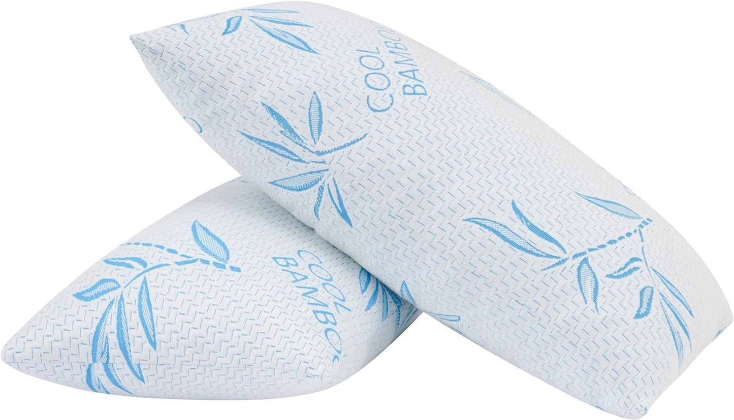 Comfysleep King Size Bamboo Viskóza Polštář Chlazení Strouhaná paměťová pěna Nastavitelná bambusová viskóza Snímatelný/pratelný potah 2ks Naty Shop Standardní polštáře