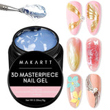 Makartt 3D Nail Art Gel - Kamínkový lepicí gel 15G na klíčenky na nehty, Multifunkční gel na tvarování nehtů pro vlastní úpravu nehtů, modeláž nehtů na modeláž nehtů doma (transparentní)