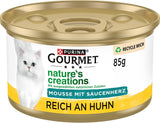 Gourmet Nature's Creations Heart Sauce Mousse Mokré krmivo pro kočky, bohaté na kuře, balení 12 ks (12 x 85 g)
