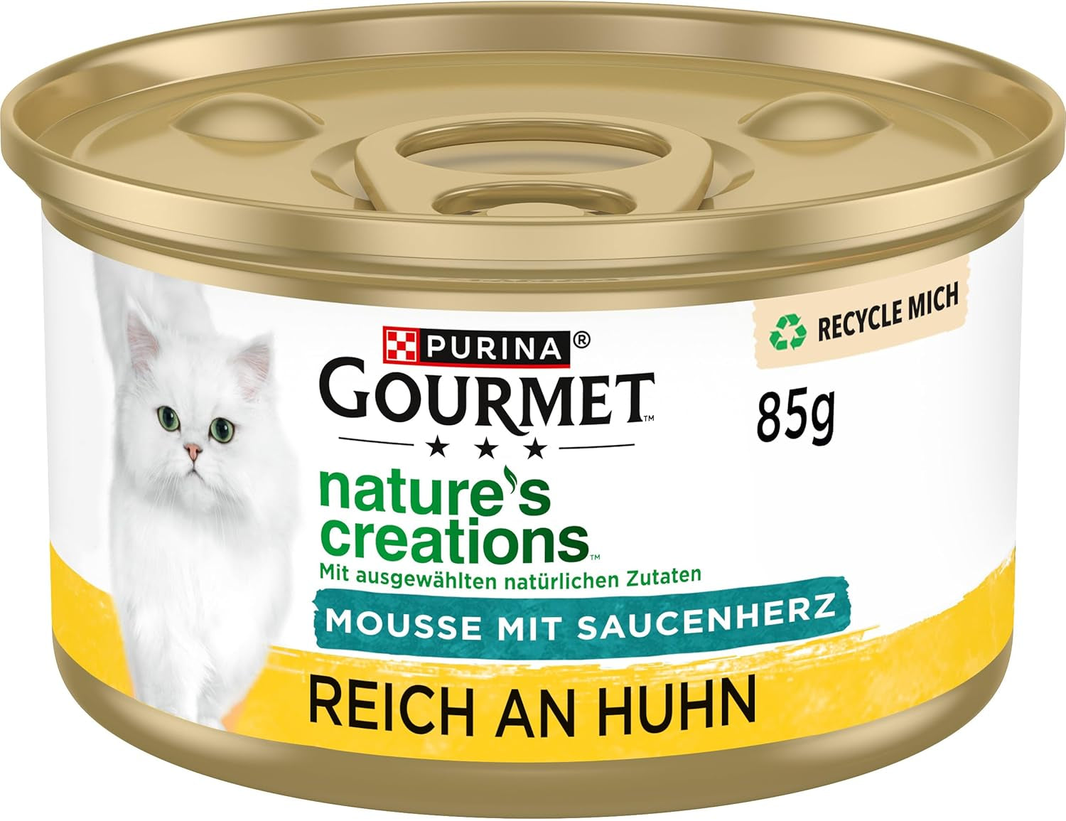 Gourmet Nature's Creations Heart Sauce Mousse Mokré krmivo pro kočky, bohaté na kuře, balení 12 ks (12 x 85 g)