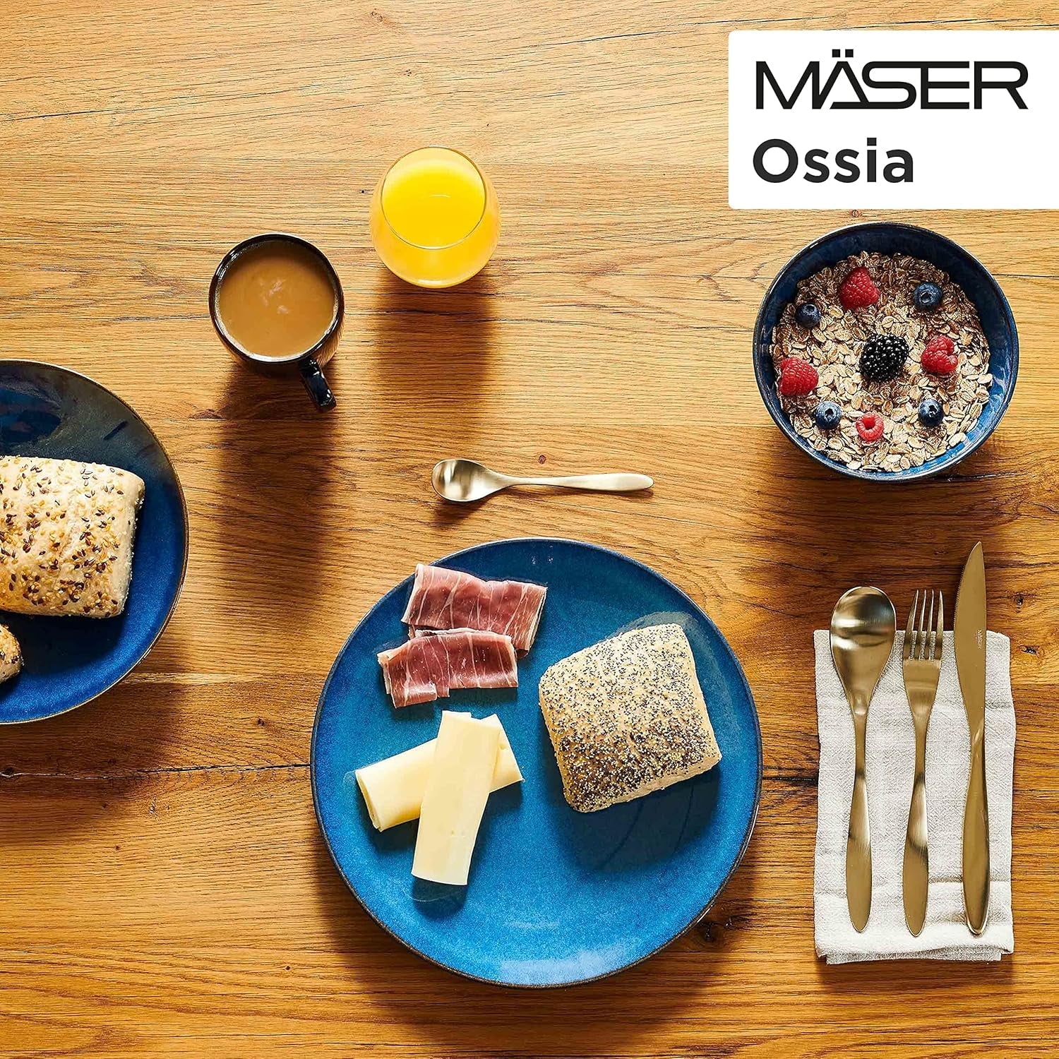 Snídaňová sada MÄSER, keramika OSSIA, královská modrá, modrá