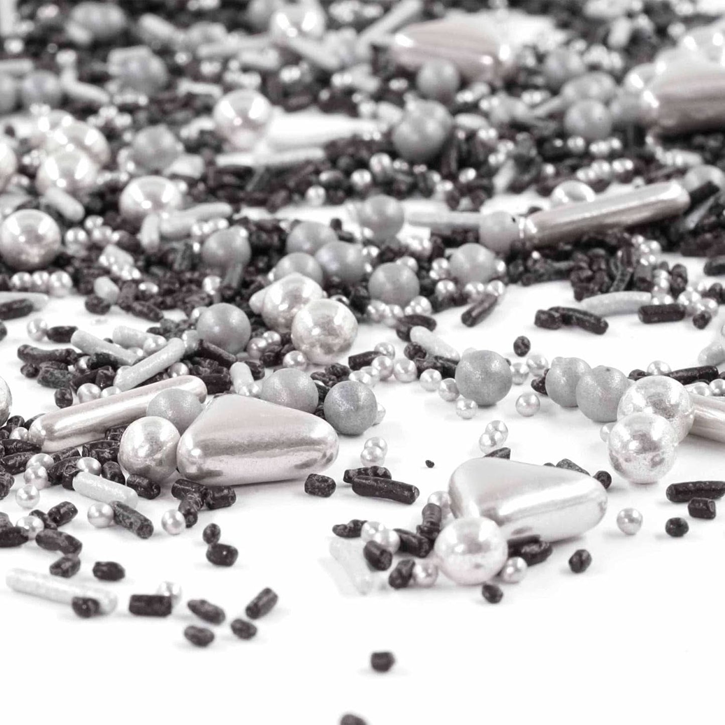 Streusel Glück Black Beauty, Mix Sprinkles Silver - Black, 90 gramů Sprinkles Naty Shop