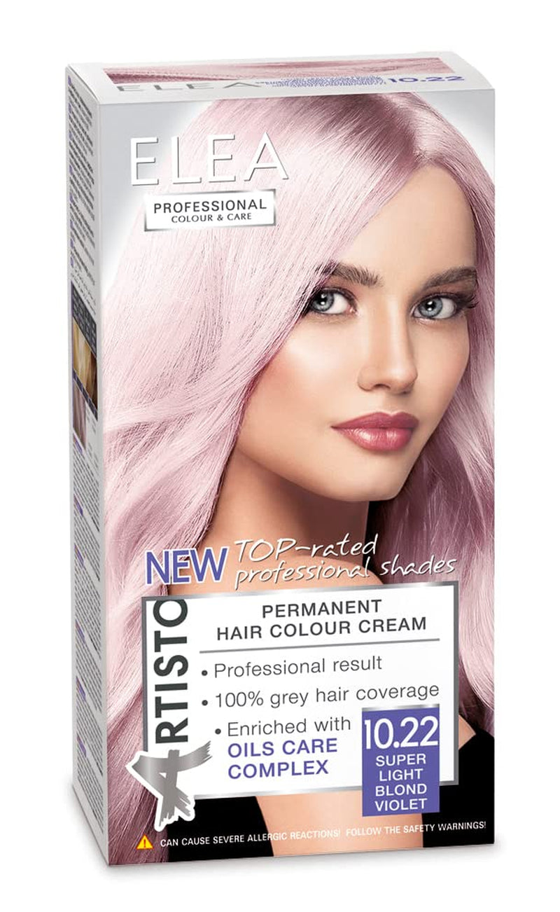 Color & Care permanentní barva na vlasy 120ml, profesionální výsledek, krycí šediny, obohaceno o komplexy olejové péče-Dlouhotrvající barva na vlasy (10,1 Super světlá popelavá blond) Barva na vlasy Naty Shop 10,22 Super světlá blond fialová