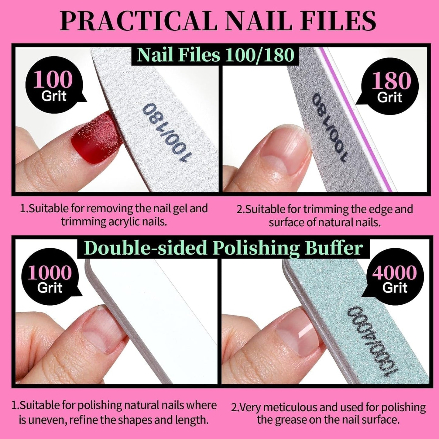 Sada na manikúru FANDAMEI, Buffer Für Nägel, Nagelfeile 100/180, Nagelfeilen Für Gelnägel, Nagelhautschieber, Buffer Für Gelnägel, Feilen Für Gelnägel, Nagelzange, Nagelfeilen Set, Maniküre & Pedicure Set