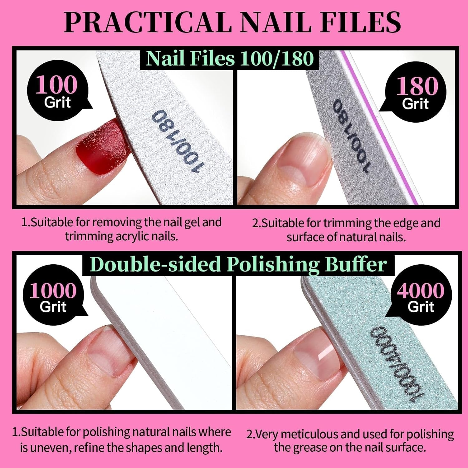 Sada na manikúru FANDAMEI, Buffer Für Nägel, Nagelfeile 100/180, Nagelfeilen Für Gelnägel, Nagelhautschieber, Buffer Für Gelnägel, Feilen Für Gelnägel, Nagelzange, Nagelfeilen Set, Maniküre & Pedicure Set
