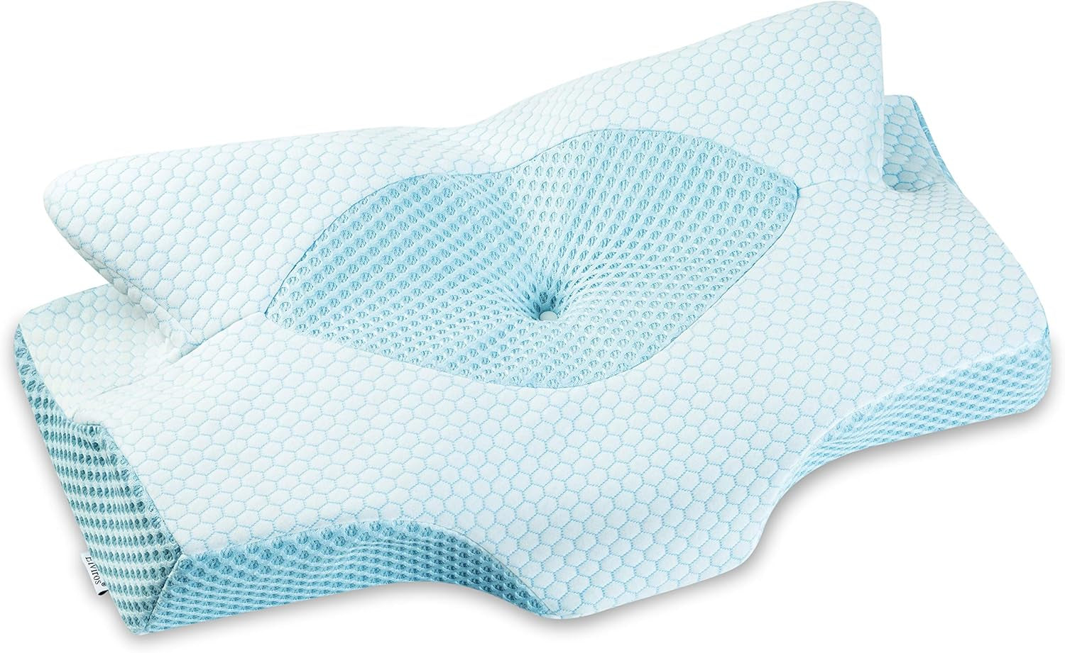 Elviros Prodyšný povlak na polštář Polštář 64 X 12,5/10,5 X 38 cm Šedá (polštář pouze vpředu) Ortopedické polštáře na děložní hrdlo Naty Shop Modrá