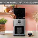 Kávovar na espresso s filtrem Krups KM442D Premium | 10-15 šálků | 1000 wattů | programovatelný | funkce udržování teploty | nerezová ocel | černý