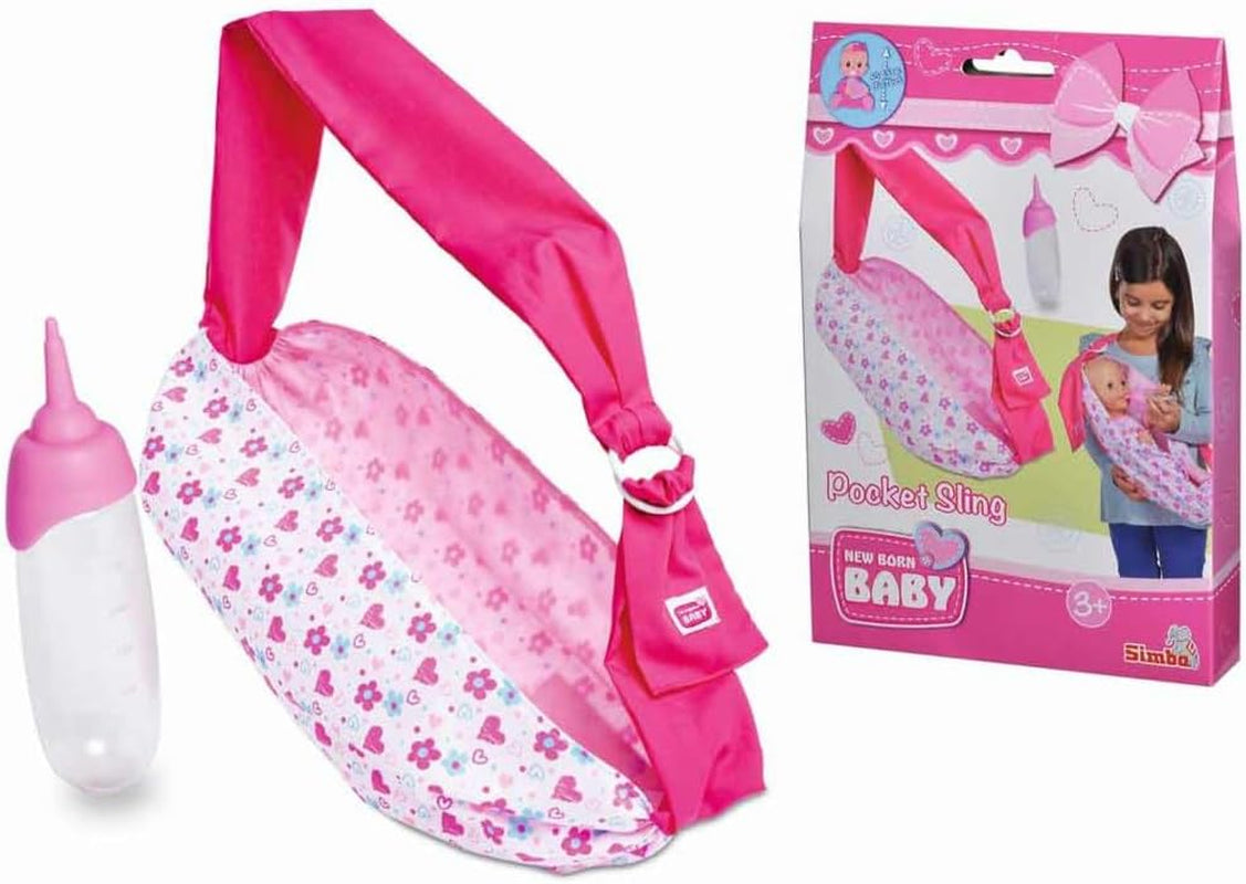Simba 105560002 Nastavitelný novorozenecký šátek s taškou a lahví pro panenky 38-43 cm od 3 let