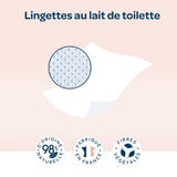 BIOLANE - Balení 12 ks - Dětské vlhčené ubrousky s toaletním mlékem - Miminka - 864 Dětské vlhčené ubrousky - Čistí a hydratuje - Pro citlivou pokožku - 98% přírodní původ - Od narození