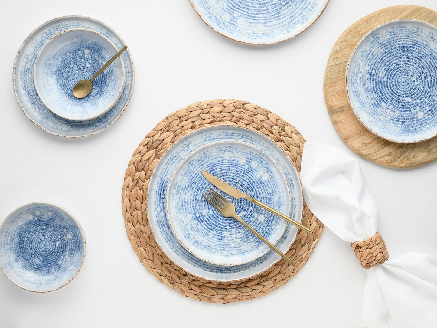 CreaTable, 21652, Uno Mykonos Series, 12dílná sada nádobí, sada porcelánových talířů, vhodné do myčky a mikrovlnné trouby, Made in Portugal