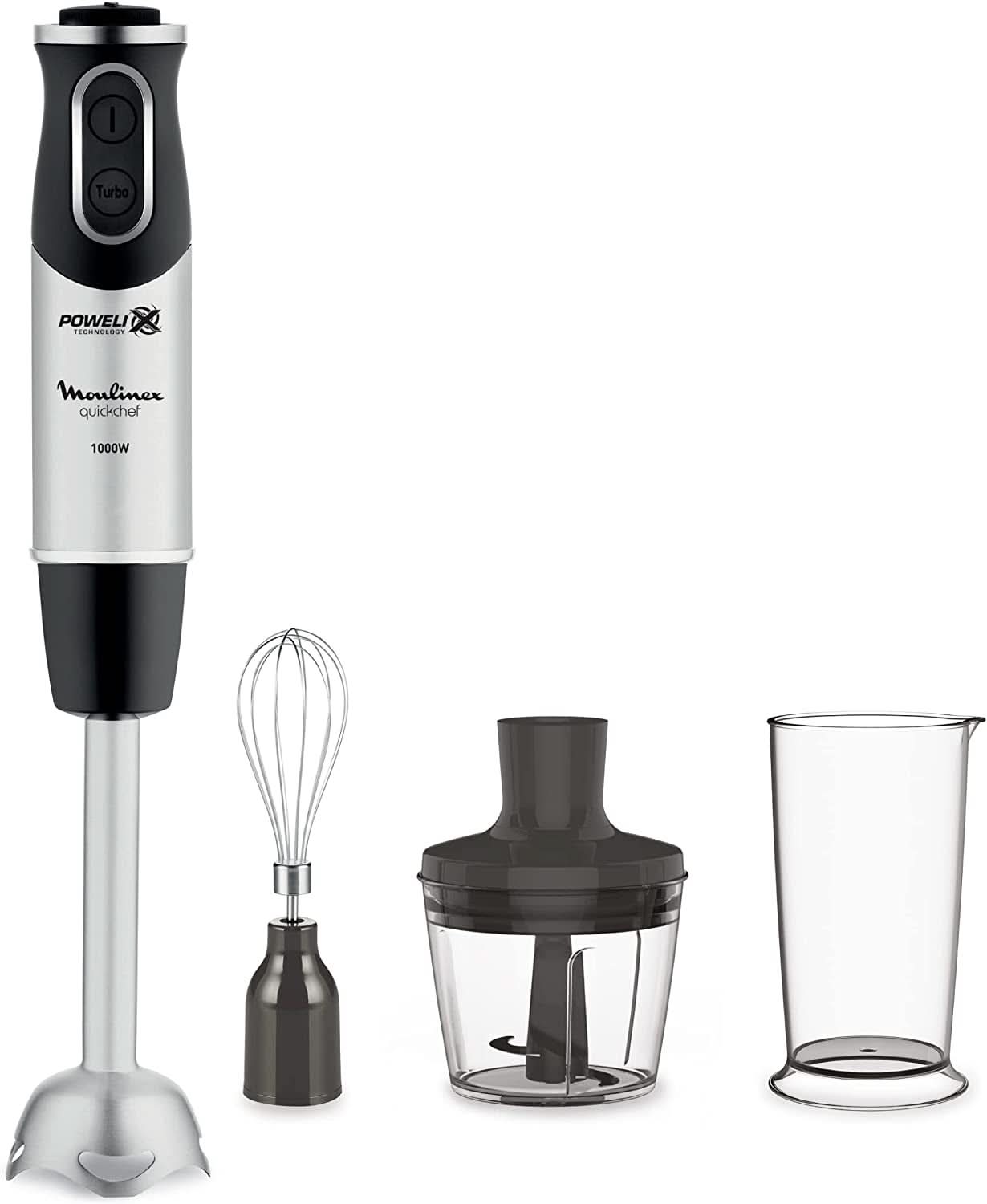 DD6558 DD655810 Quickchef 3-v-1 Tauchmixer, Powelix-Technology, 3 Zubehörteile, Edelstahl, Stahl/Schwarz Kitchen Naty Shop