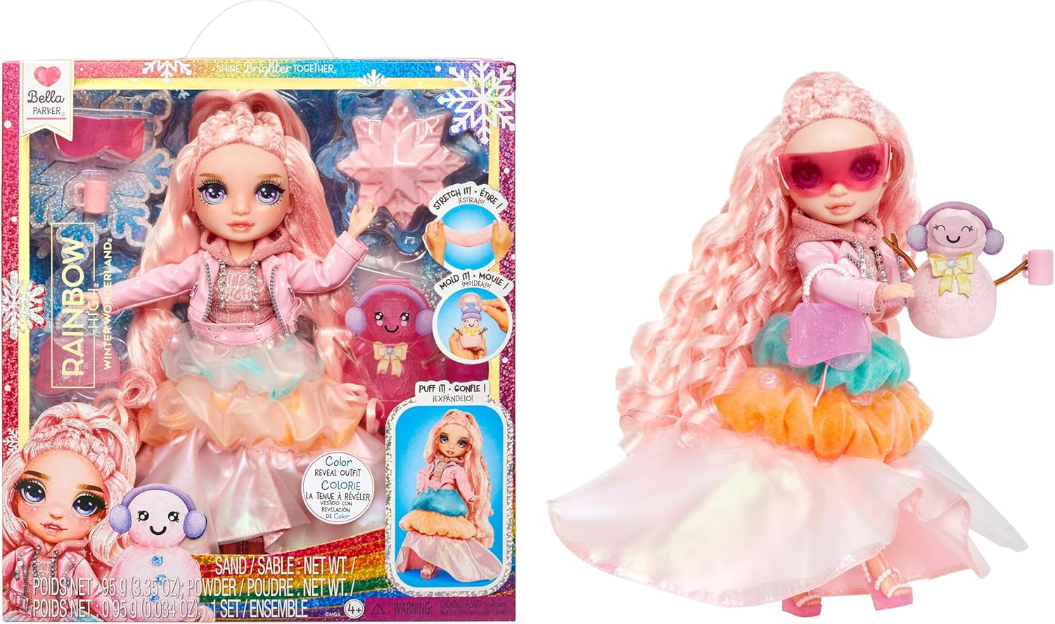 Rainbow High Winter Wonderland - Skyler (modrá) - 28 cm módní panenka se sadou sněhuláka, která hromadí vodu a hromadí vodu, vhodná pro děti od 4 do 12 let a sběratele Naty Shop Bella Dolls (růžová)