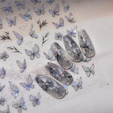 2 Blätter Schmetterling Nálepka na nehty Selbstklebend,Muschel Glitzer Nálepka na nehty Butterfly Lila Grau Schmetterlinge Nagelaufkleber Reliéf Laser Butterflies Nálepka na nehty Nageldesign Zubehör