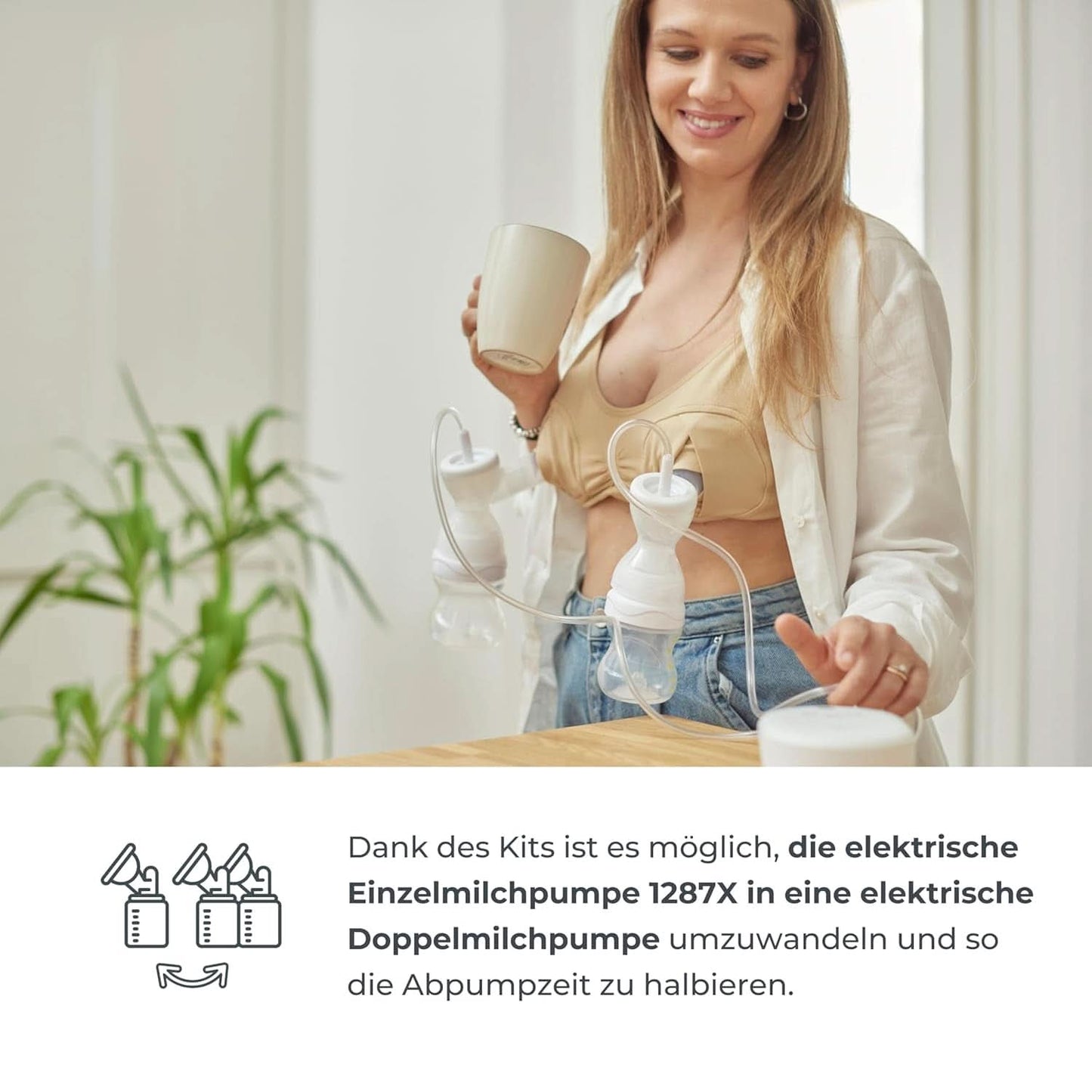 Sada dvojitých čerpadel Nuvita Efficient pro Materno Smart X - 1287KDX | Kompletní sada příslušenství, antikoliková láhev schválená Aio Accesorii Hrana si Alattare Bebe Naty Shop