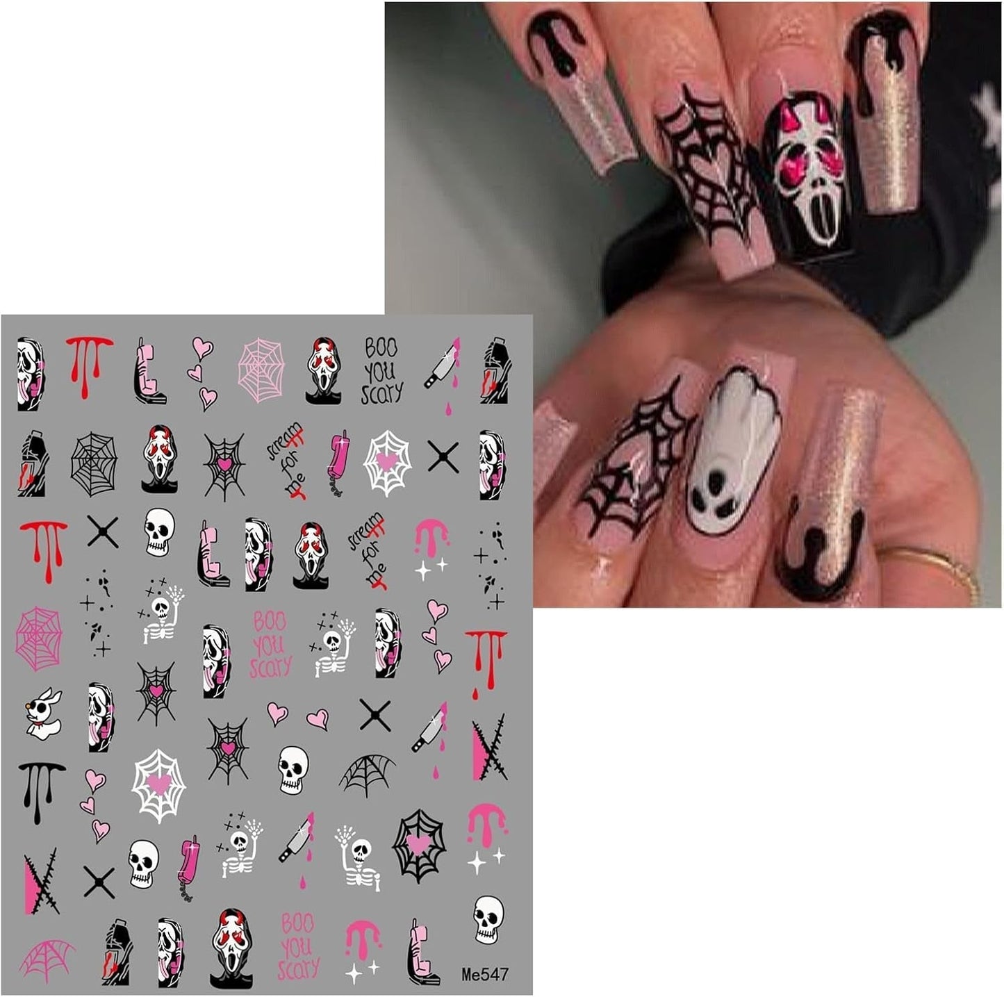 JMEOWIO Nálepka na nehty Halloween 9 Blatt Nálepka na nehty Selbtklebend Nagelaufkleber Dekoration Nageldesign Zubehör