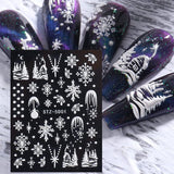 4 Blatt 3D Nálepka na nehty Weihnachten Nagelaufkleber Christmas 5D Stereoskopisch Selbstklebend Schneeflocke Schneemann Nálepka na nehty Dekorace Nageldesign Zubehör