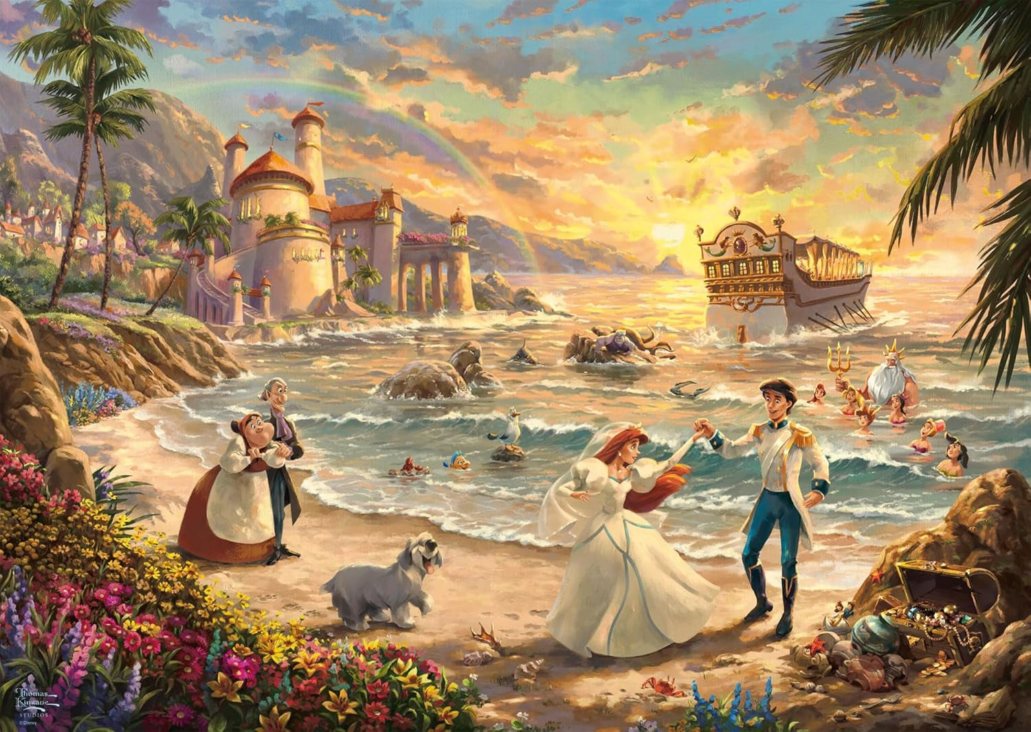 Schmidt Spiele 58036 Thomas Kinkade, Disney, Malá mořská víla Svátek lásky, skládačka 1000 dílků Puzzle Naty Shop