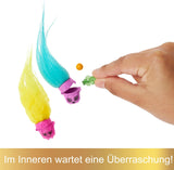 Mattel DREAMWORKS Trolls United We Stand - Panenka Viva s chlupatými překvapeními se zářivě žlutými plyšovými vlásky a 3 doplňky pro překvapení, pro děti od 3 let, HNF11