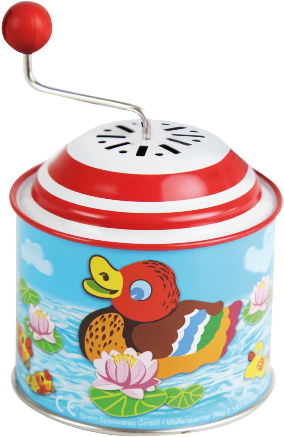 LENA 52761 Hrací skříňka pro malá kachňata, hrací skříňka cca. 10,5 x 7,5 cm Melody Tin Music Box Metal Music Box Sudové varhany na 18 měsíců Vzor Baby Duck Organ Music Box Barevná Bebe Naty Shop Toys Výchozí název