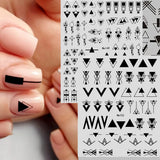 12 Blatt Nagelsticker Geometrisch Nagelaufkleber Selbtklebend Schwarz-Weißes Mysteriöses Dreieck Nail Art Sticker Dekoration Nageldesign Zubehör