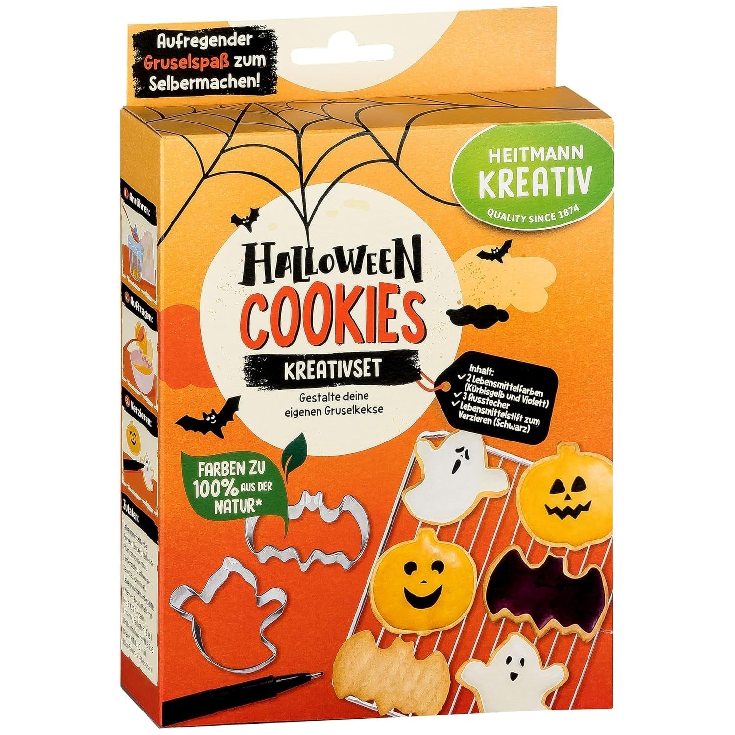 HEITMANN KREATIV - Sada kreativních halloweenských ovocných žvýkaček - rostlinná prášková barviva - růžová - DIY ovocné žvýkačky ve tvaru ducha s příchutí maliny