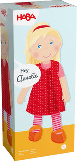 HABA 302108 - Panenka Annelie, látková panenka s oblečením a vlásky, 30 cm, hračka od 18 měsíců, červená Dolls Naty Shop