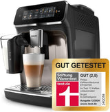 Automatický kávovar PHILIPS řady 3300 - 6 nápojů, moderní barevný dotykový displej, systém přípravy mléka LatteGo, SilentBrew, 100% keramický mlýnek, filtr AquaClean. Černý chrom (EP3347/90)