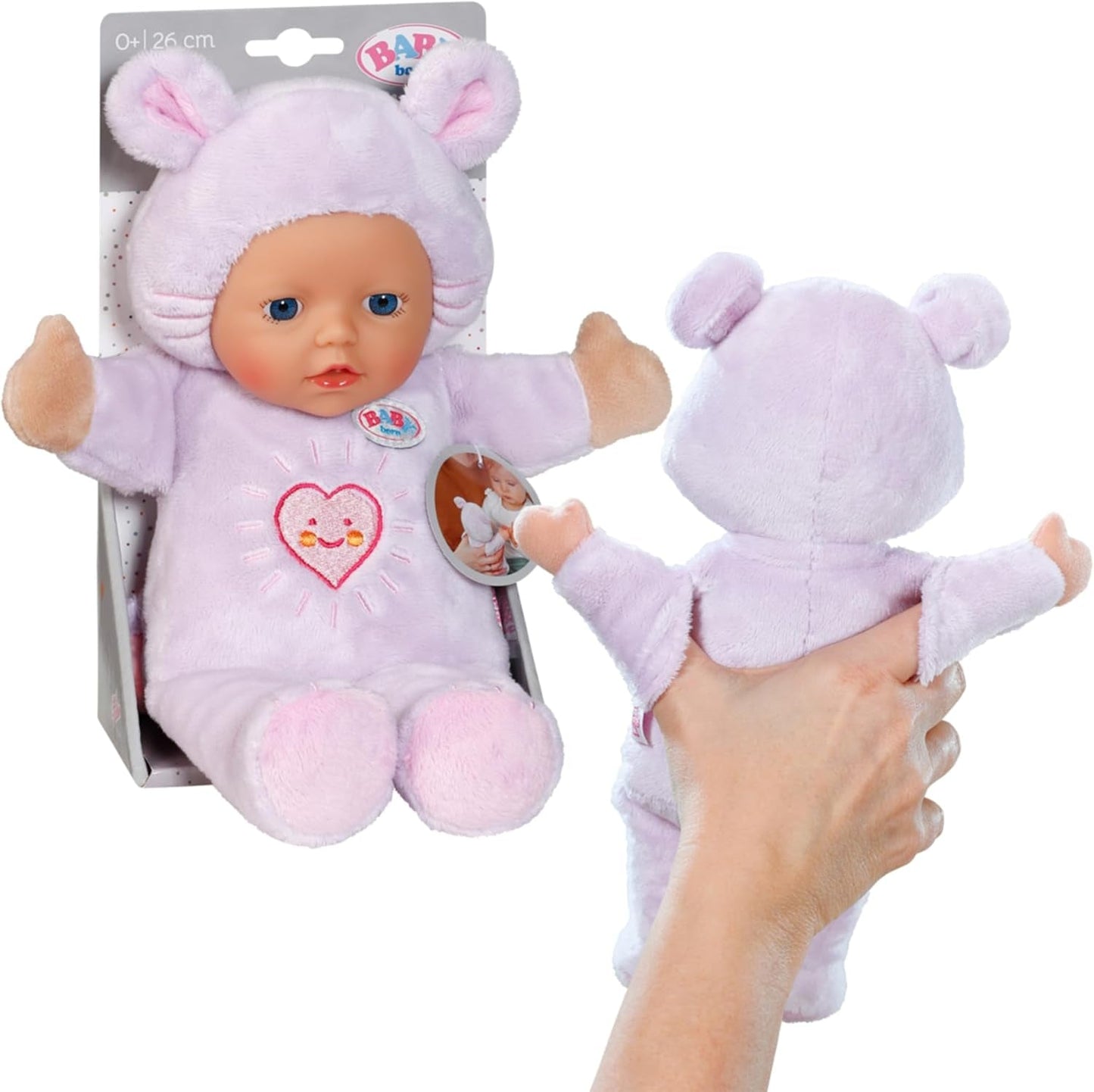 Myš Baby Born pro miminka měkká panenka, 26 cm, s kapsičkami na uši a prsty, pro novorozence, 836590 Zapf Creation, růžová