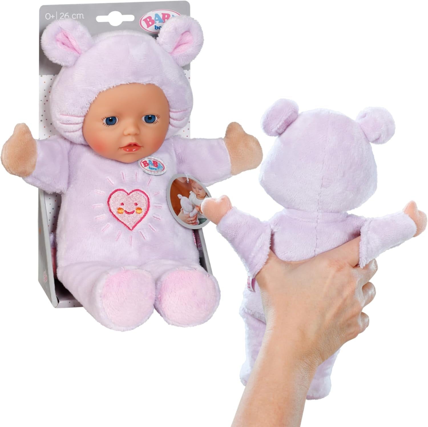 Myš Baby Born pro miminka měkká panenka, 26 cm, s kapsičkami na uši a prsty, pro novorozence, 836590 Zapf Creation, růžová