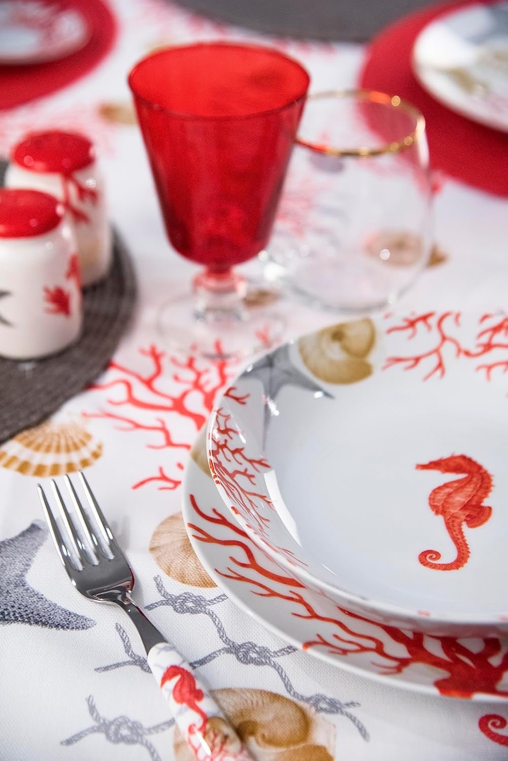 Stolní servis Excelsa Coral, 18 kusů, porcelán, červená