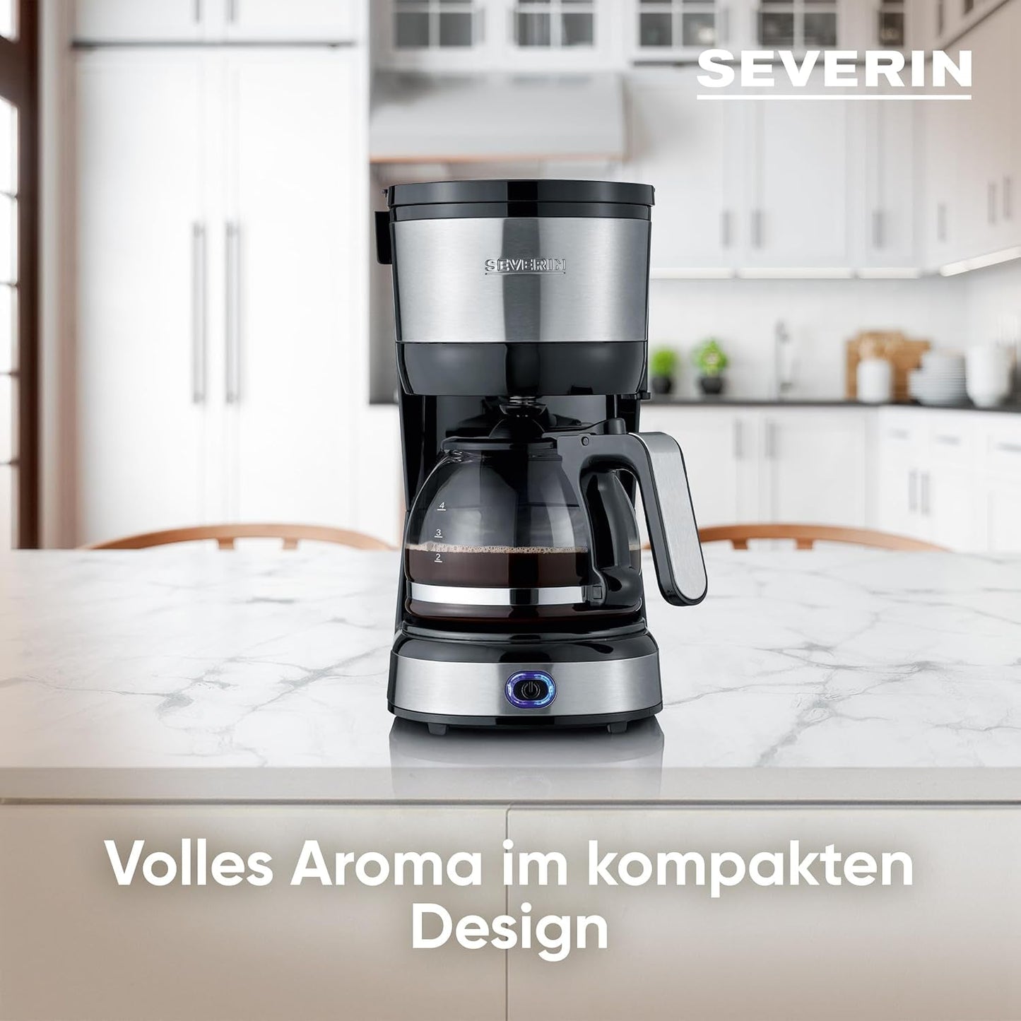 Kompaktní espresso SEVERIN, aromatická káva s kávovarem až na 4 šálky, espresso kávovar s filtrem a permanentně oscilujícím filtrem, nerez/černá, KA 4808