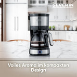 Kompaktní espresso SEVERIN, aromatická káva s kávovarem až na 4 šálky, espresso kávovar s filtrem a permanentně oscilujícím filtrem, nerez/černá, KA 4808
