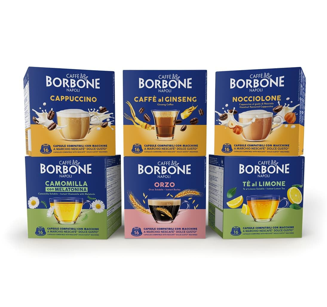 Caffè Borbone Café au Lait - 64 kapes - Lösliches Pulvergetränk mit Milchpulver and Instantkaffee - Kompatibilní s Kaffeemaschinen der Marke Nescafè®* Dolce Gusto®*