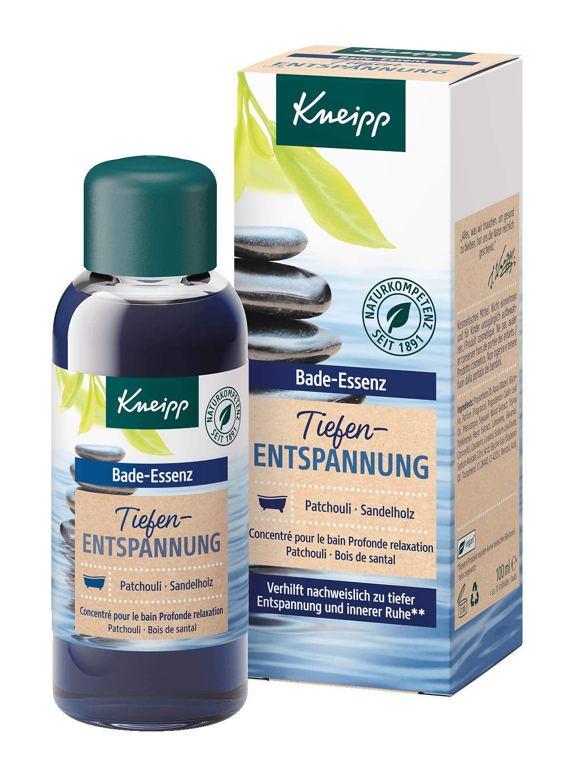 Kneipp, koupelový olej s přírodním esenciálním olejem pačuli a extraktem ze santalového dřeva pro hlubokou relaxaci a zklidnění, 100 ml Naty Shop