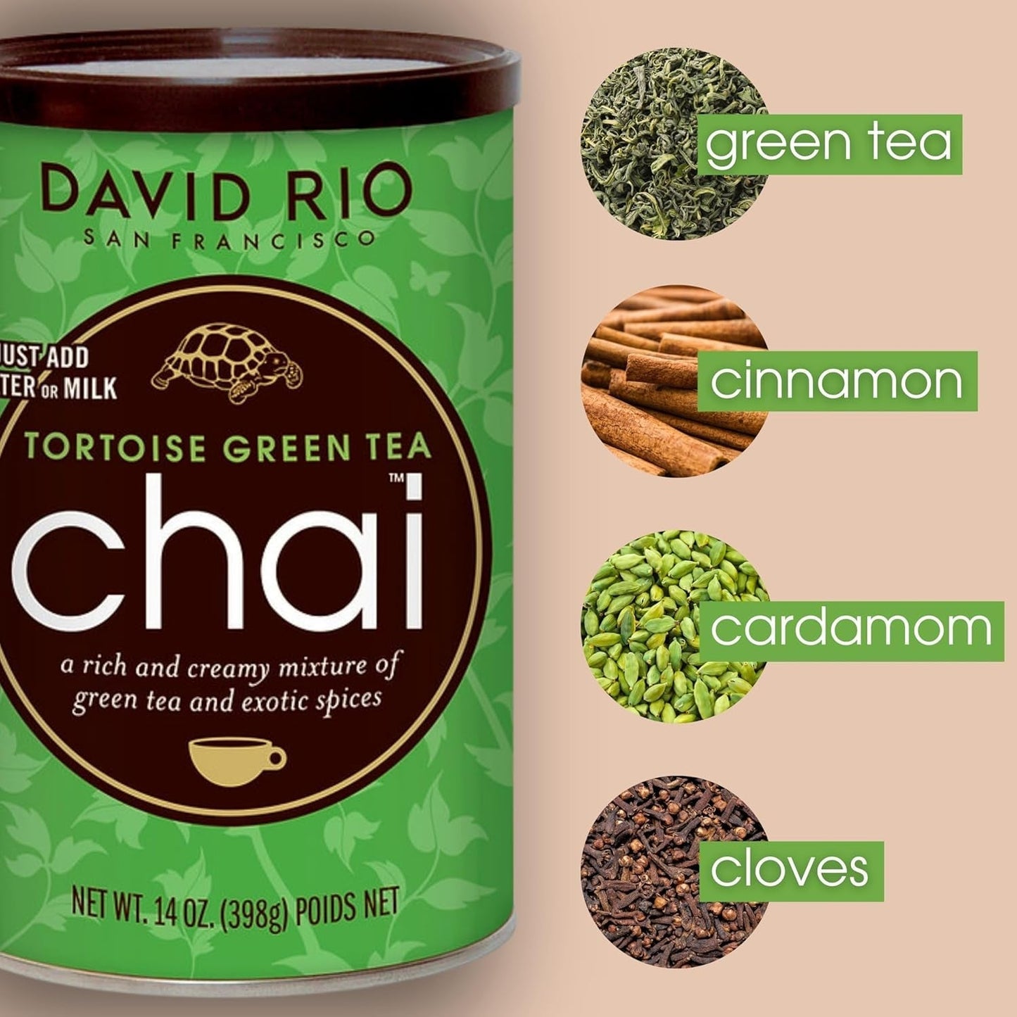 David Rio - Turtoise Green Chai, karton (1 x 398 g)